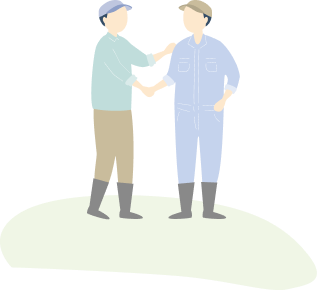 農家の人が握手するイラスト