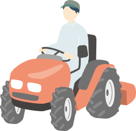 トラクターで農作業をする様子のイラスト